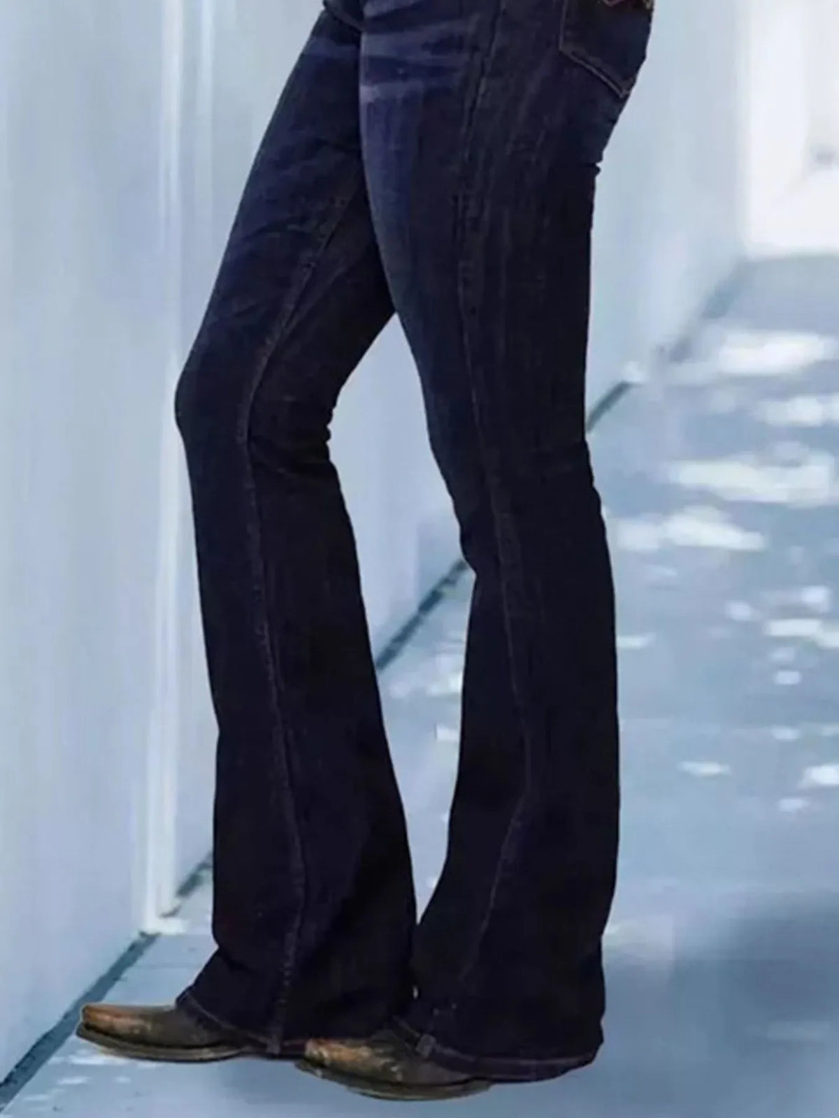Flare jeans showing washed denim finish