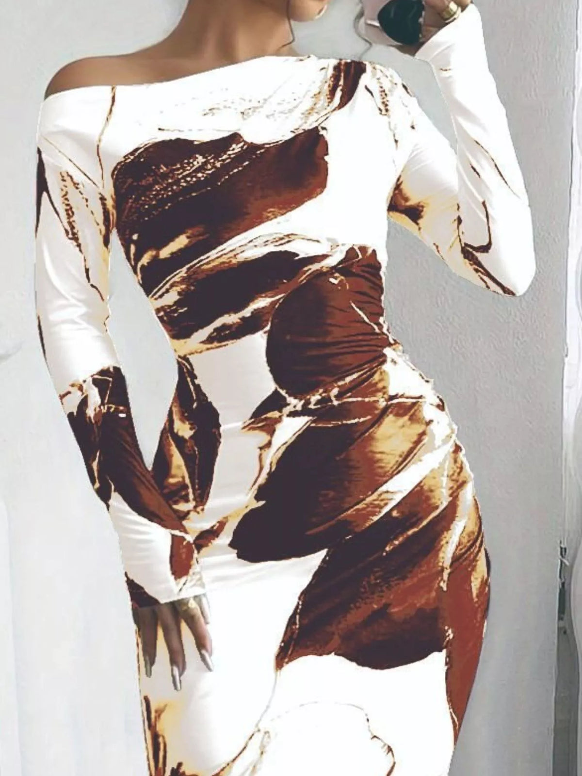 Floral one shoulder maxi dress side view