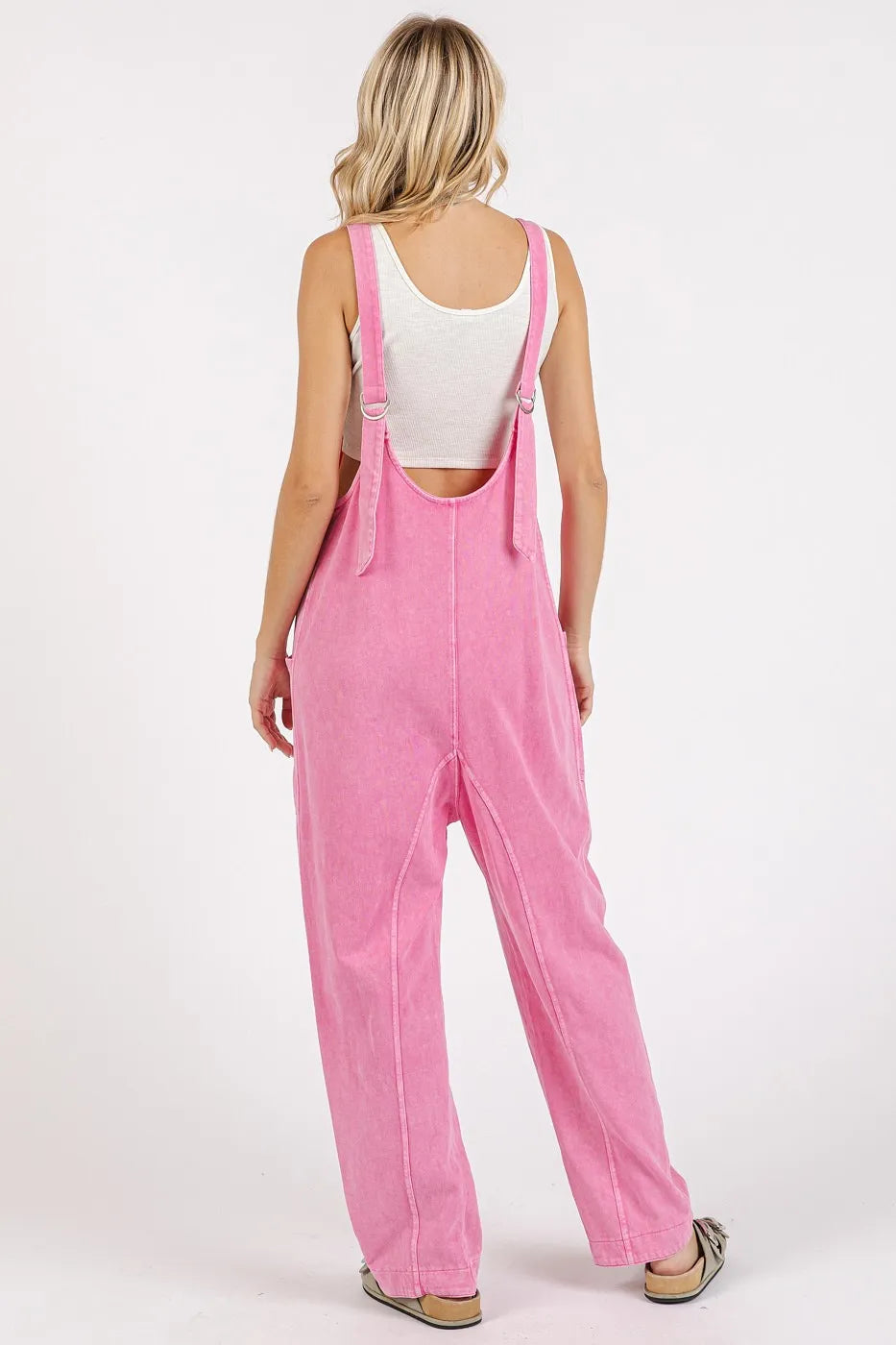 Mineral Wash Relaxed Fit Sleeveless Harem Jumpsuit detail