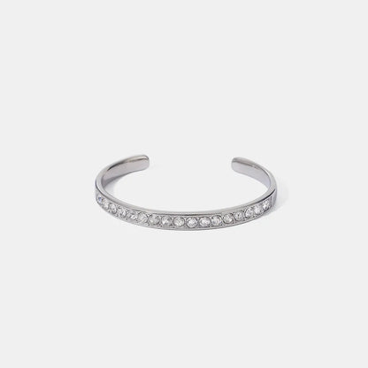 Stainless Steel Inlaid Zircon Bracelet Silver One Size - Fashorio