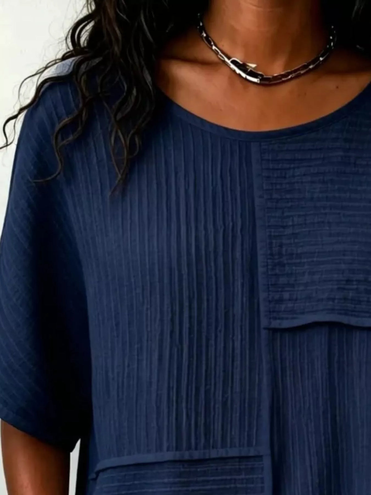 Textured Round Neck Half Sleeve Blouse, view 18