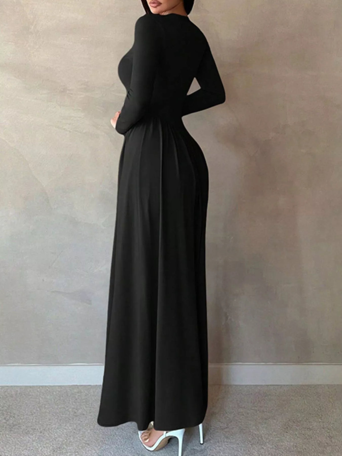Long Sleeve Ruched A Line Maxi Dress view 12