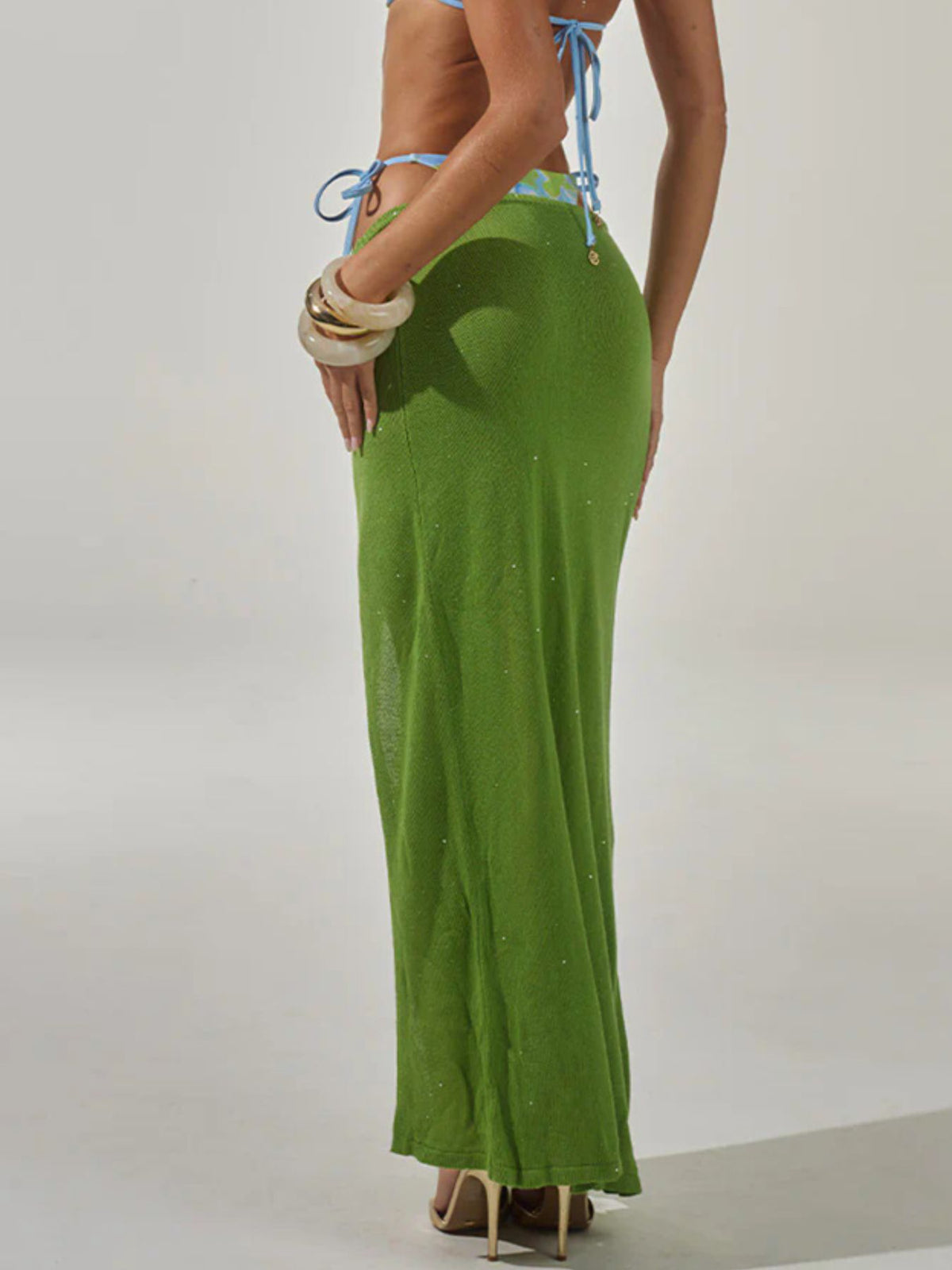 Knit maxi skirt fabric drape detail