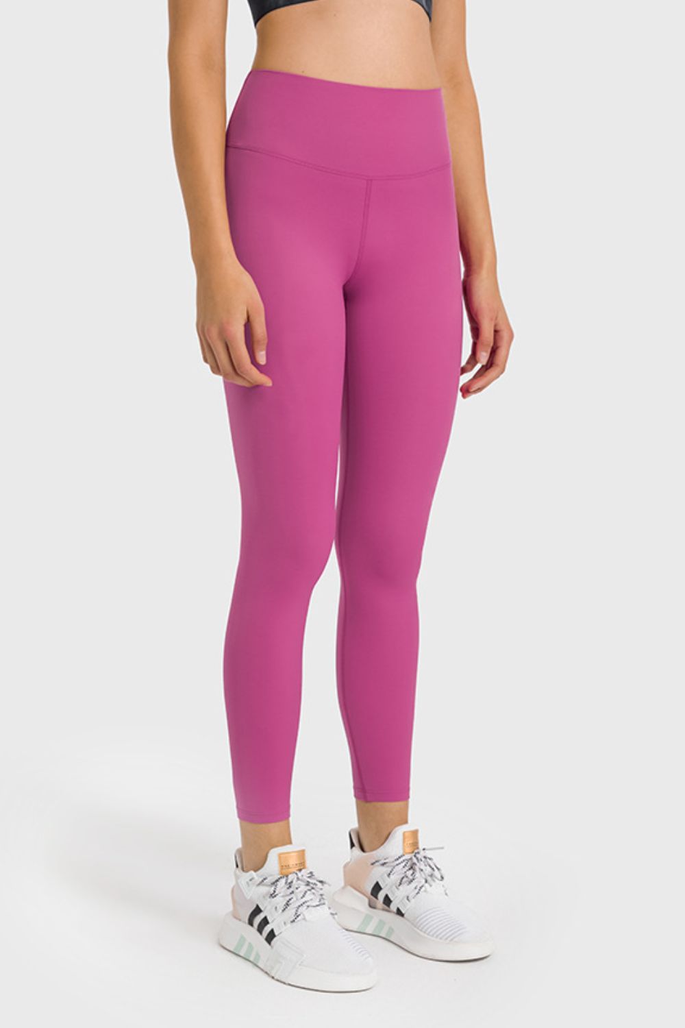 high waist ankle length yoga leggings close up detail