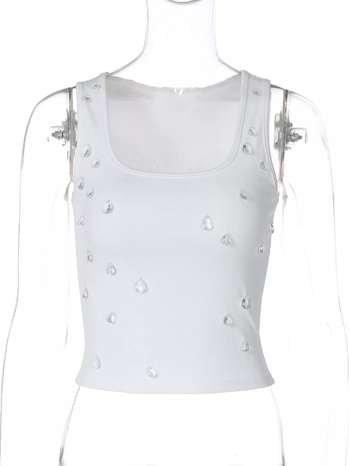Rhinestone tank shown in white