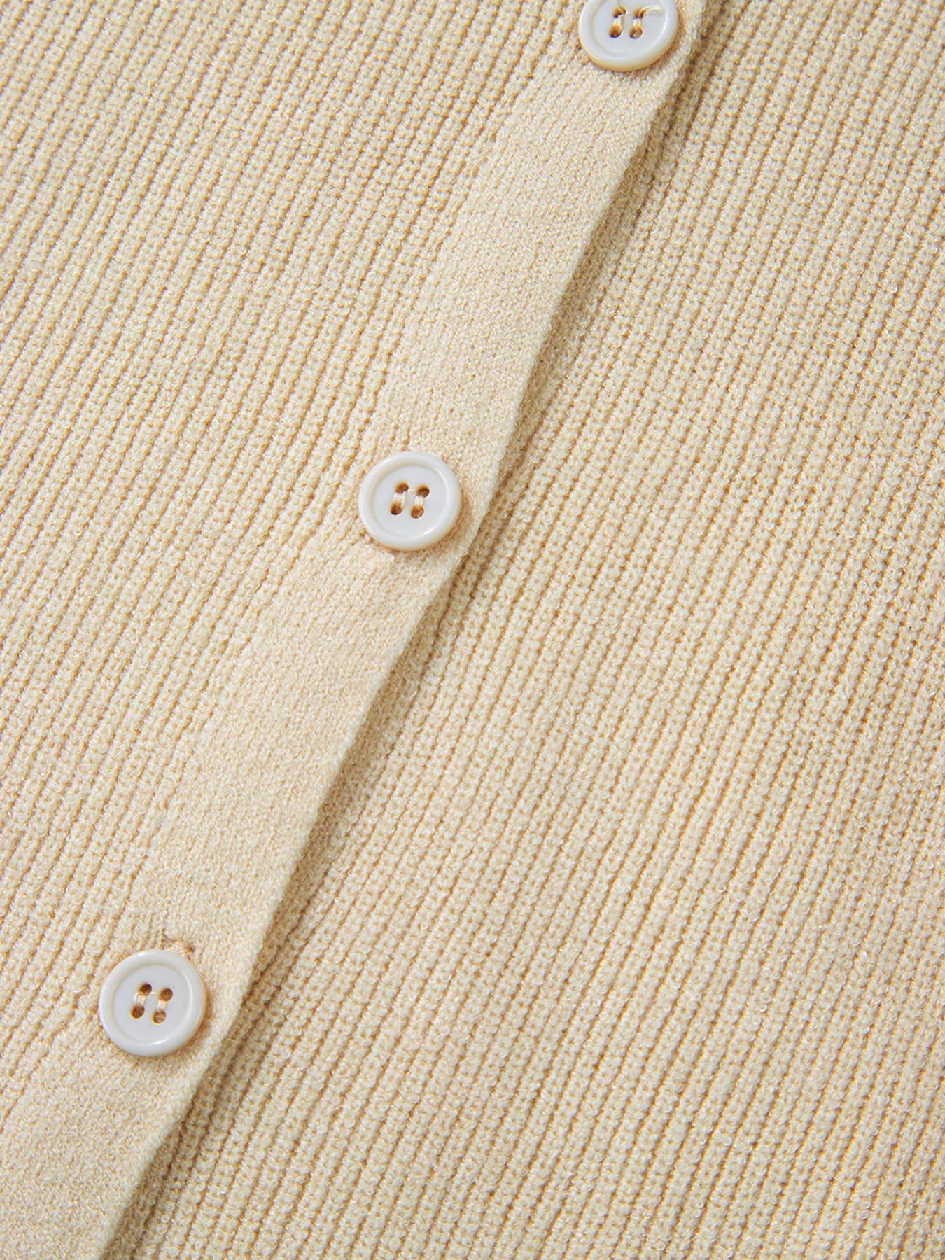 Ribbed Knit Button Front V Neck Cardigan - Fashorio