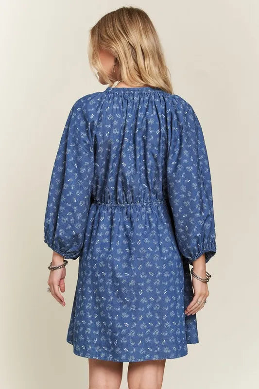 Batwing Sleeves Floral Dress side view