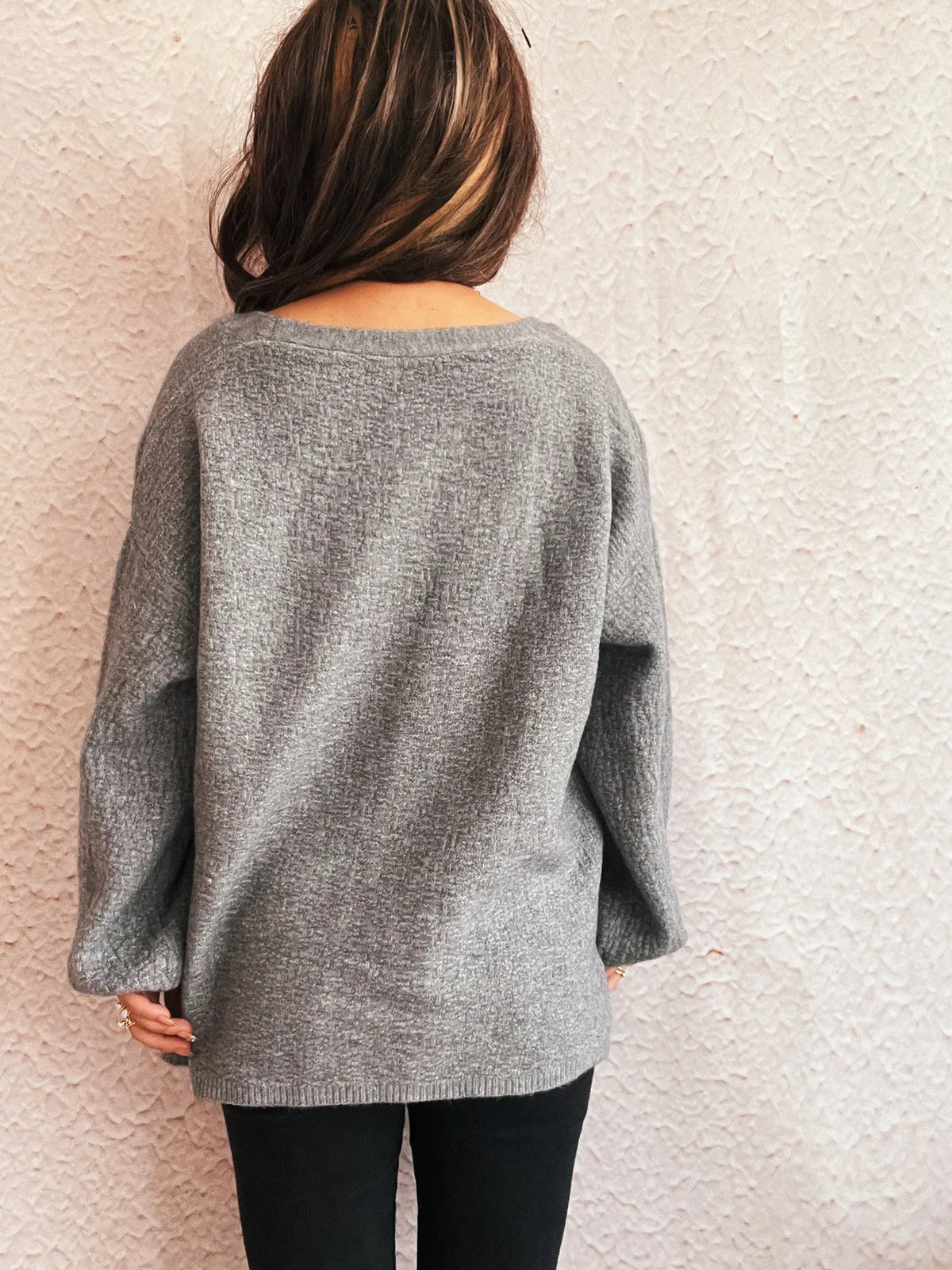 Open front cardigan hem detail
