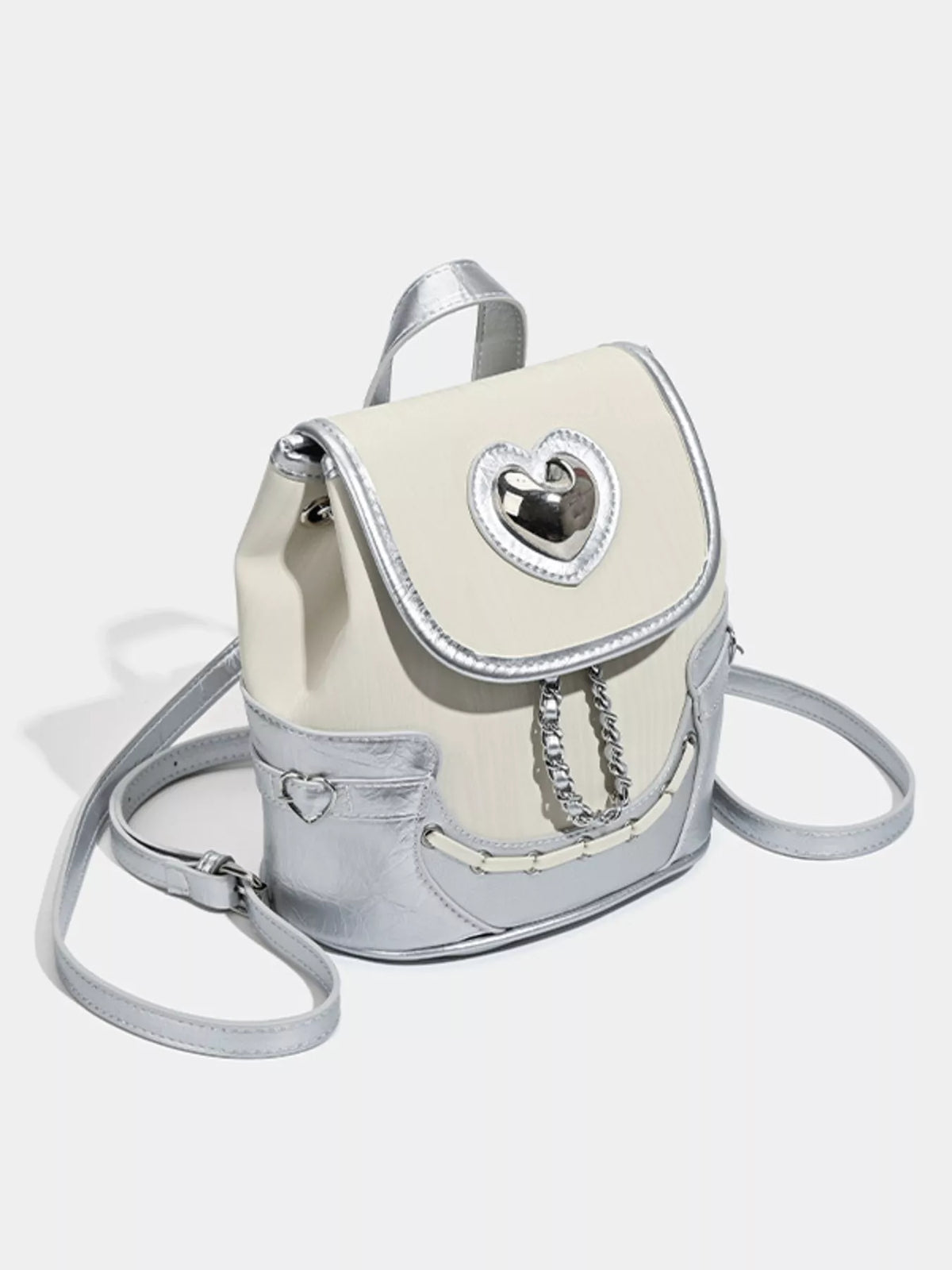 Heart flap mini backpack top zip detail