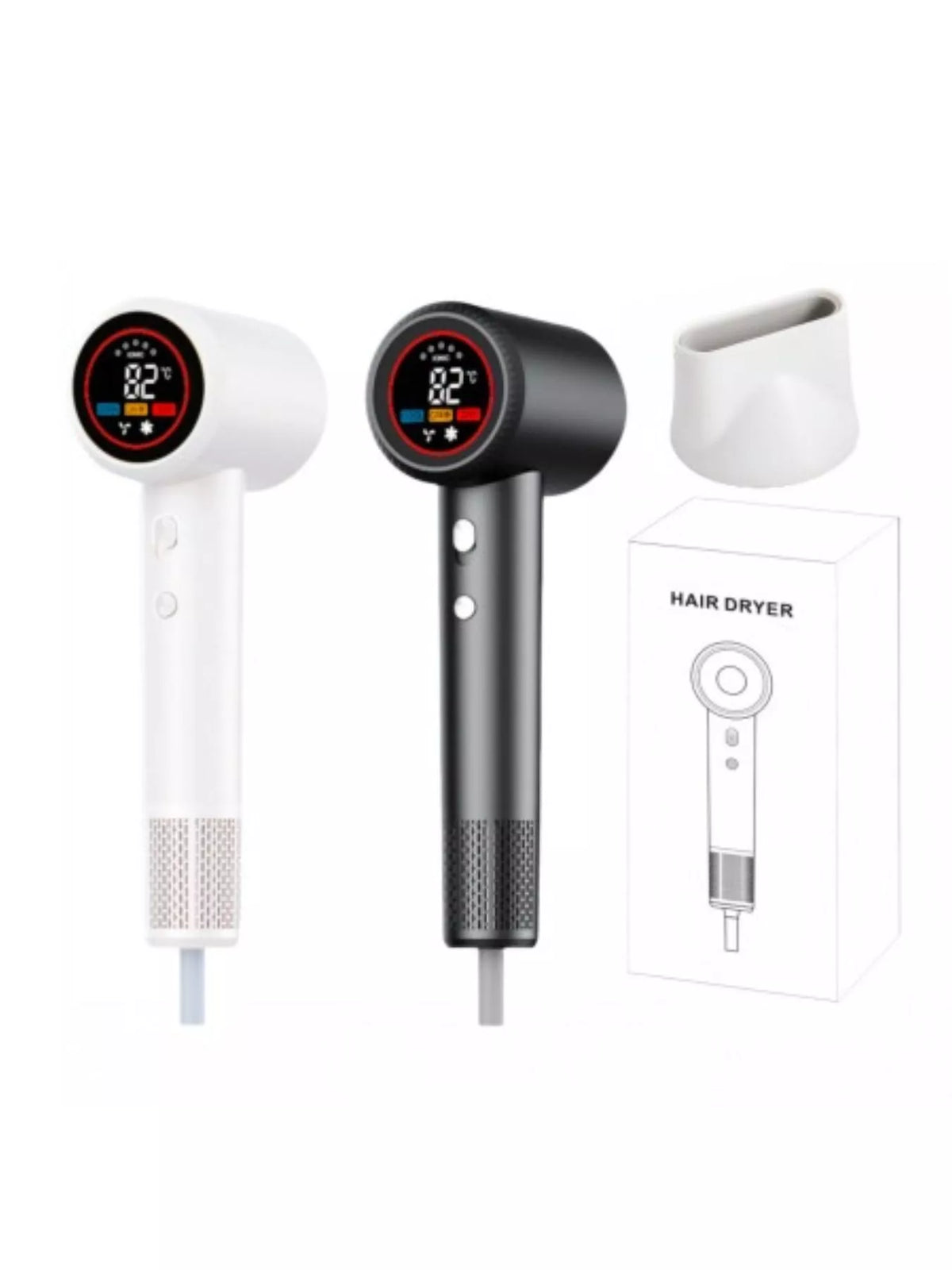 Hair dryer in black and white colors