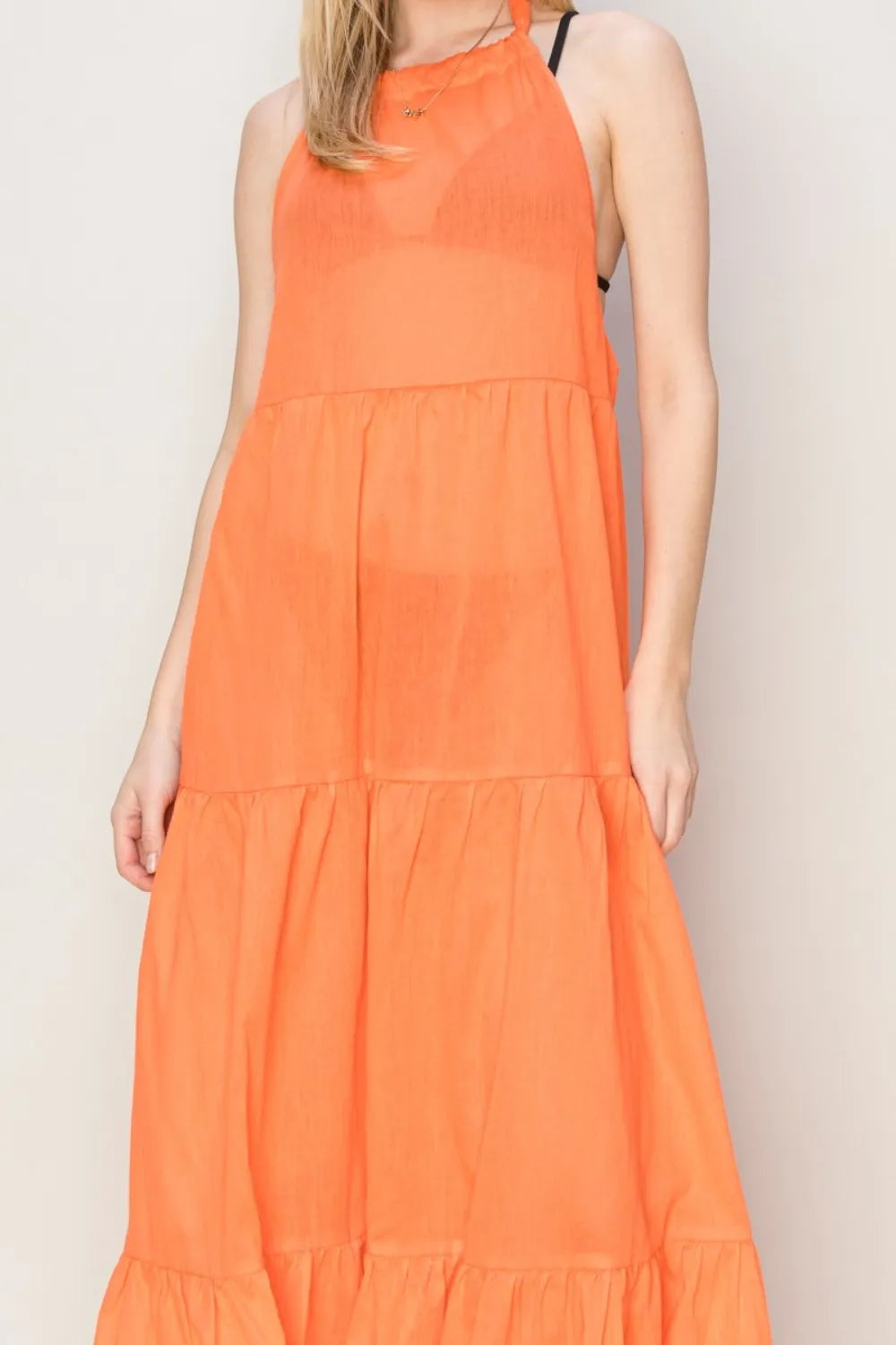 Flowing cover up maxi dress full length view