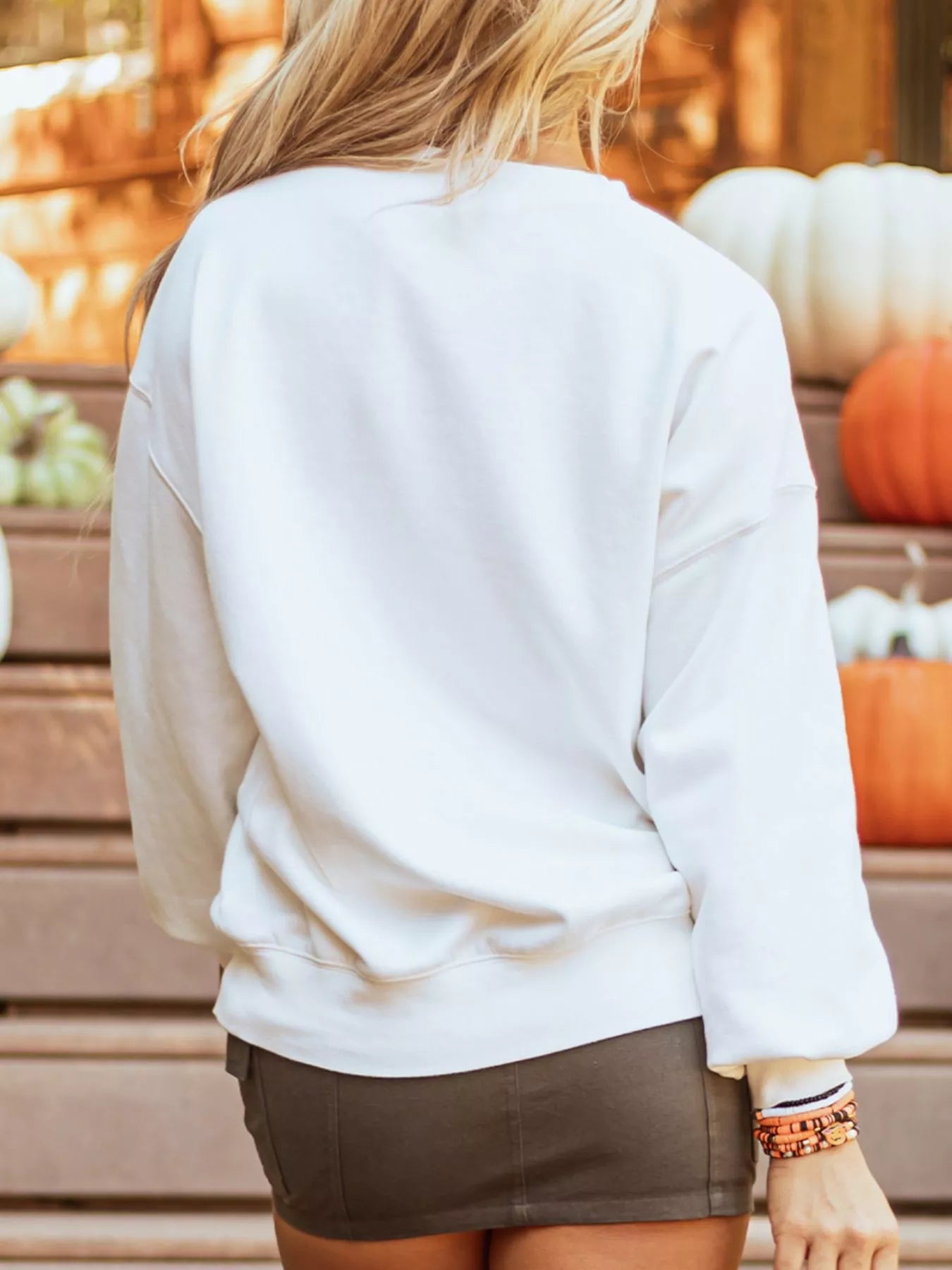 Halloween Pumpkin Patched Pattern Long Sleeve Sweatshirt - Fashorio