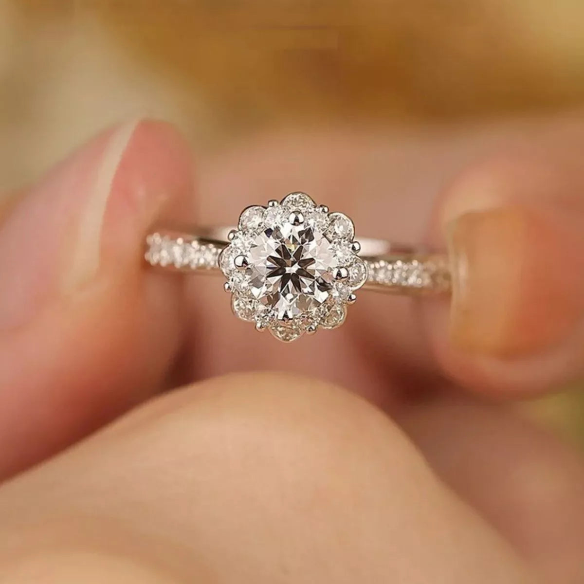 925 sterling silver band detail on a moissanite ring