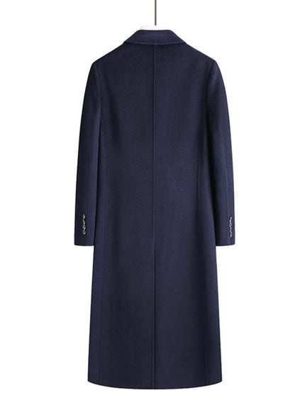 Men's Plus Size Double-Breasted Long Wool Coat - Fashorio