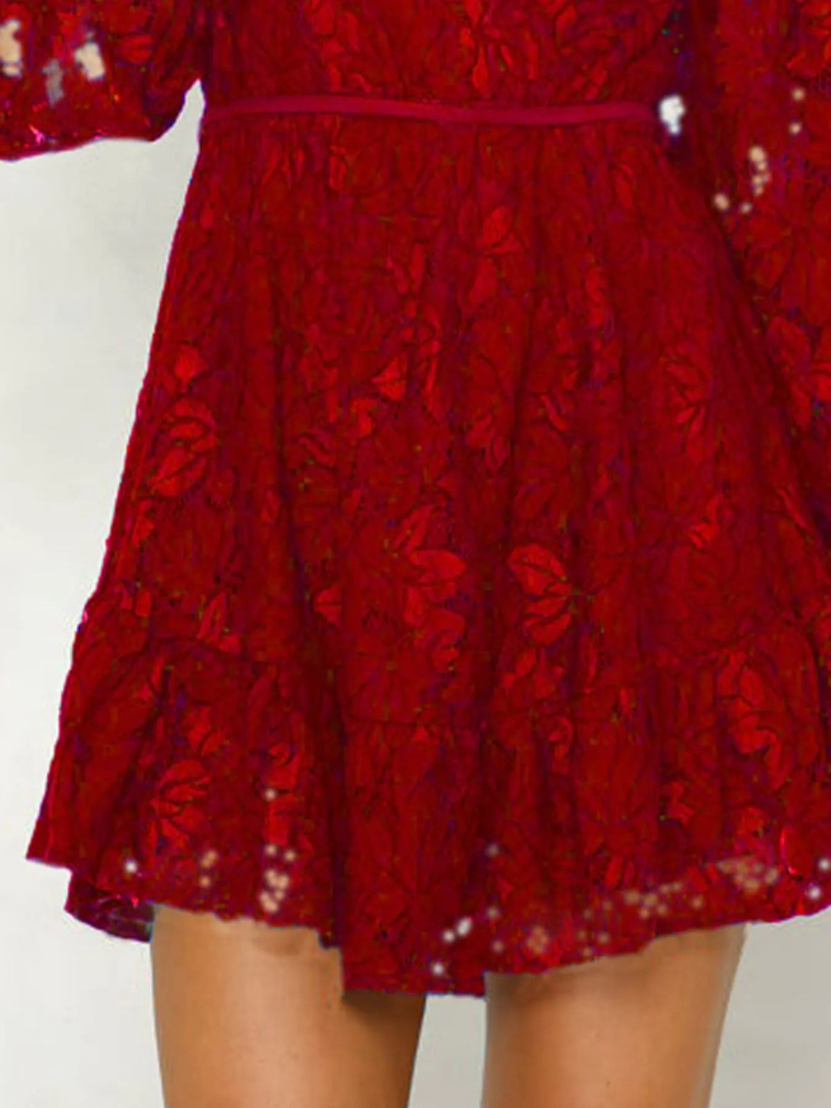 Dark blue lace long sleeve mini dress