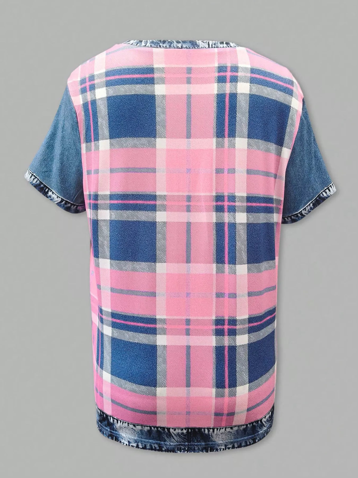 Patchwork blouse in a blush pink colorway, front facing