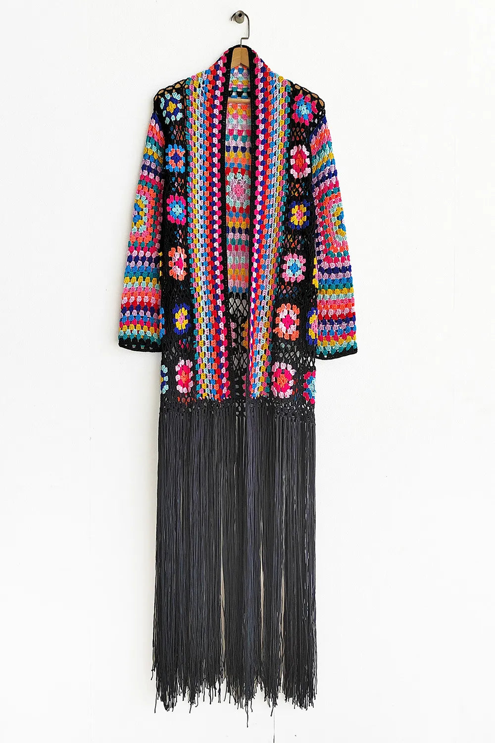 Fringe duster cardigan sleeve detail