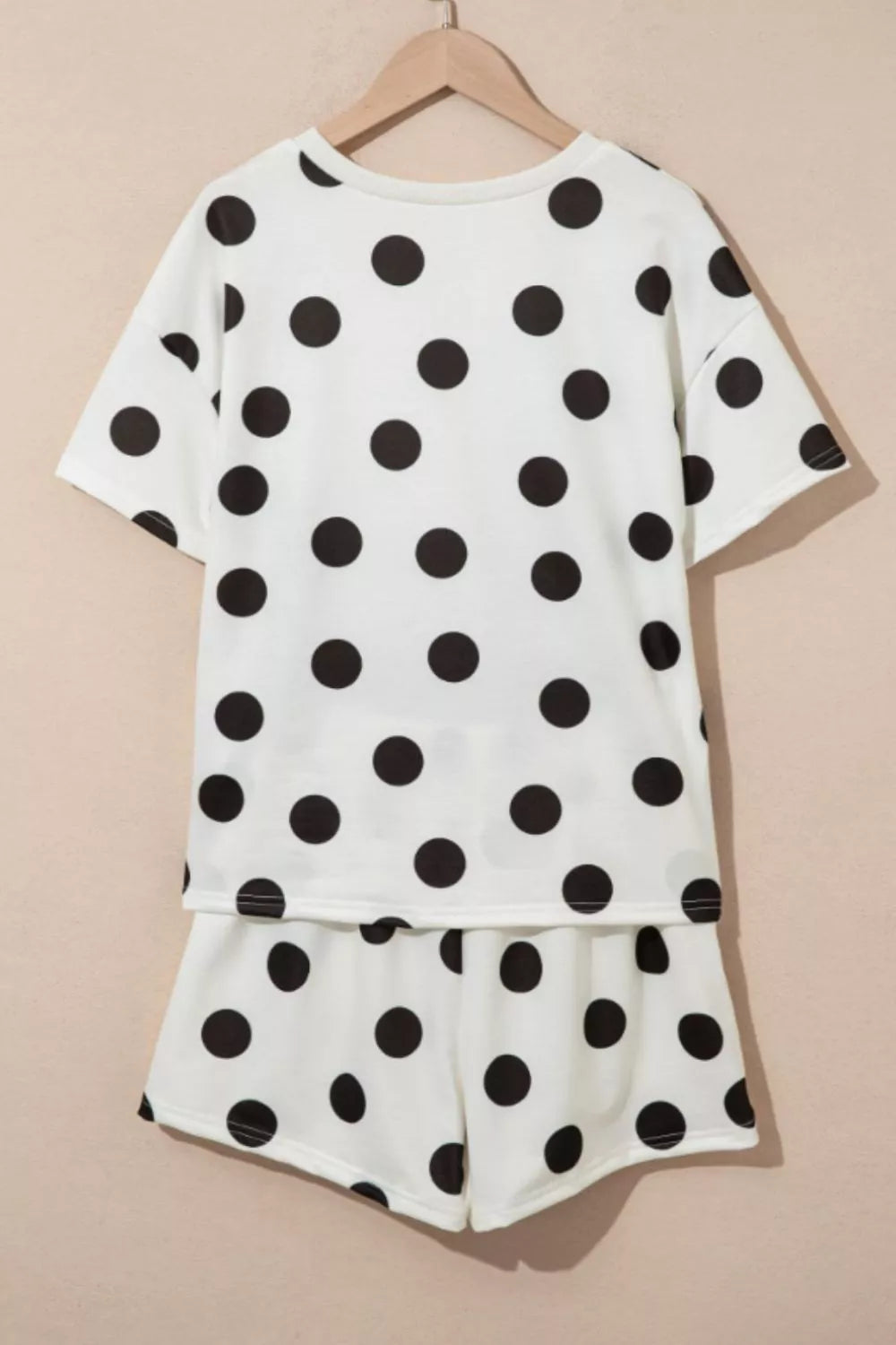 Polka dot print tee and shorts coordinated detail