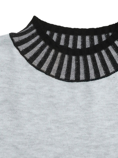 Striped Trim Tie Waist Sweater Dress - Fashorio