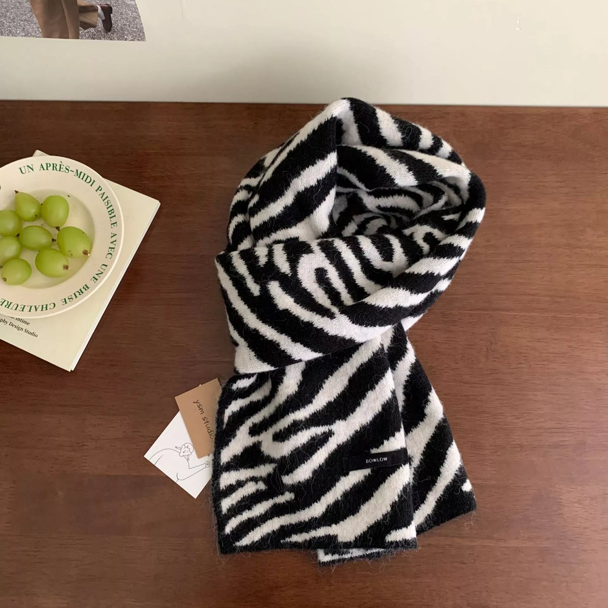 Detail of the soft plush texture of the scarf