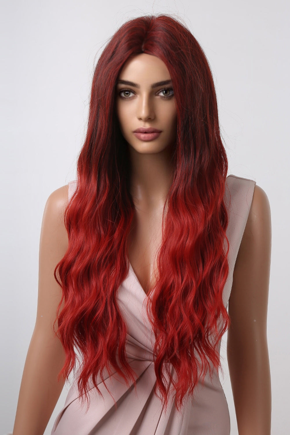 Red ombre wig side profile