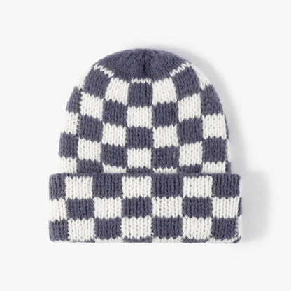 Thermal Checkered Hat Dusty Blue One Size - Fashorio