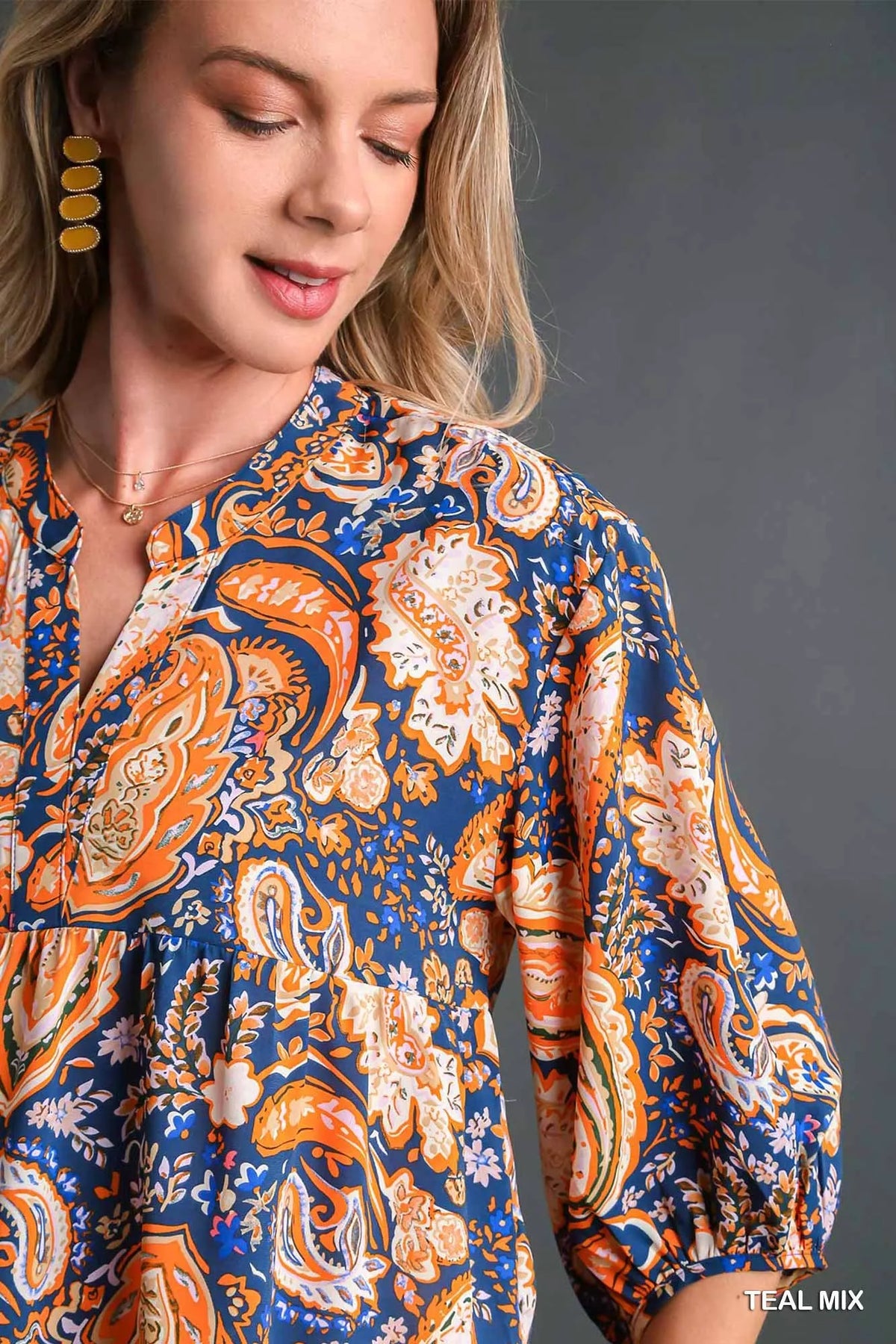 Bohemian paisley print fabric close up