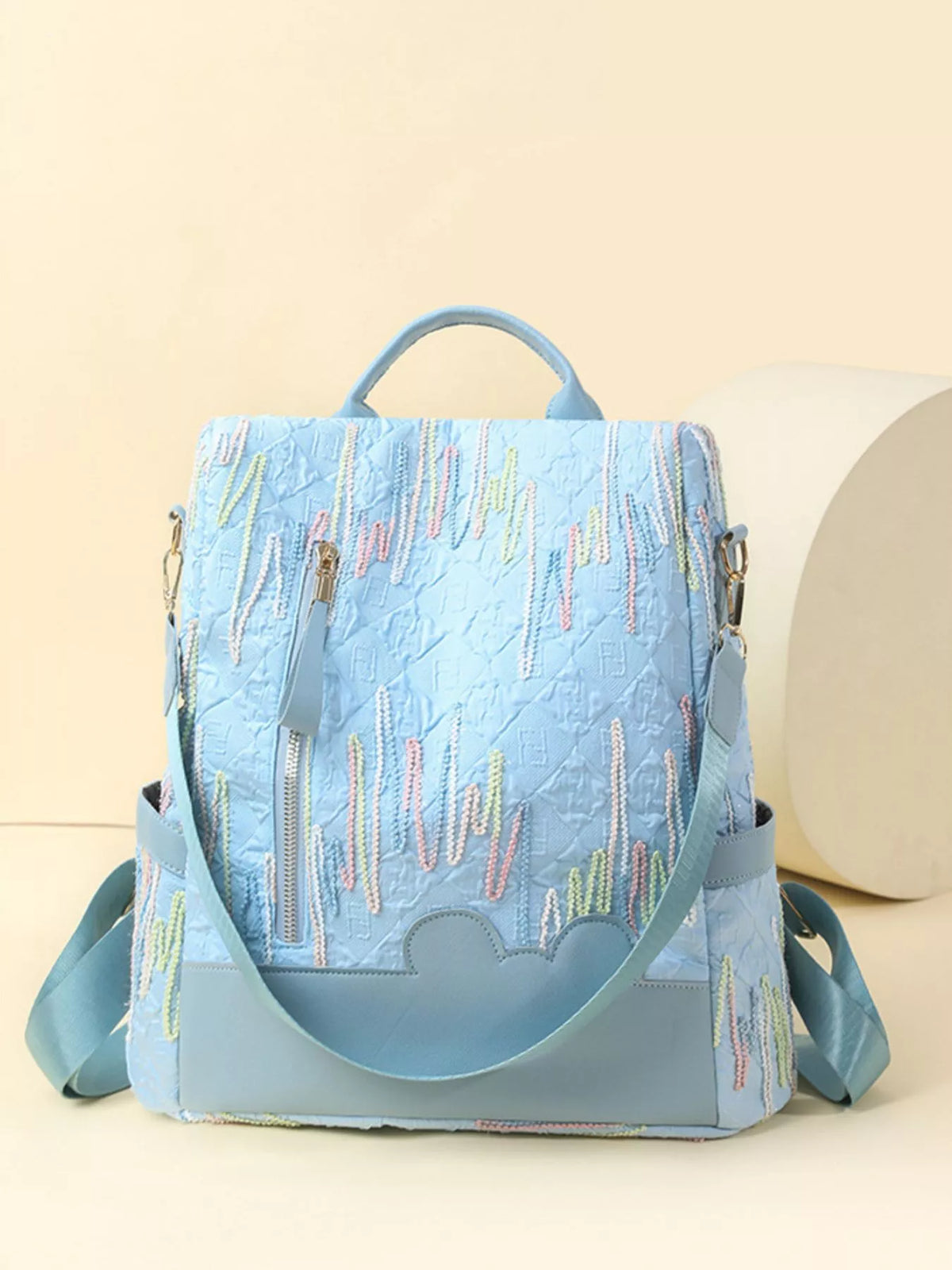 Adjustable strap polyester backpack back view