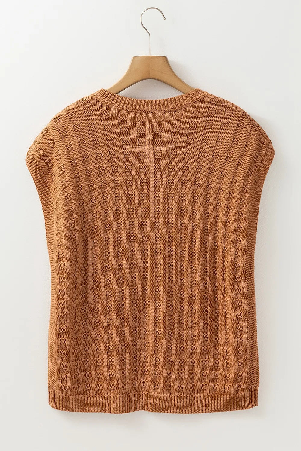 Textured Pattern Round Neck Sweater Vest - Fashorio