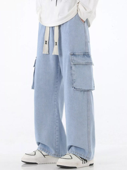 Men’s Plus Size Wide Leg Cargo Jeans – Full Size Relaxed Fit - Fashorio
