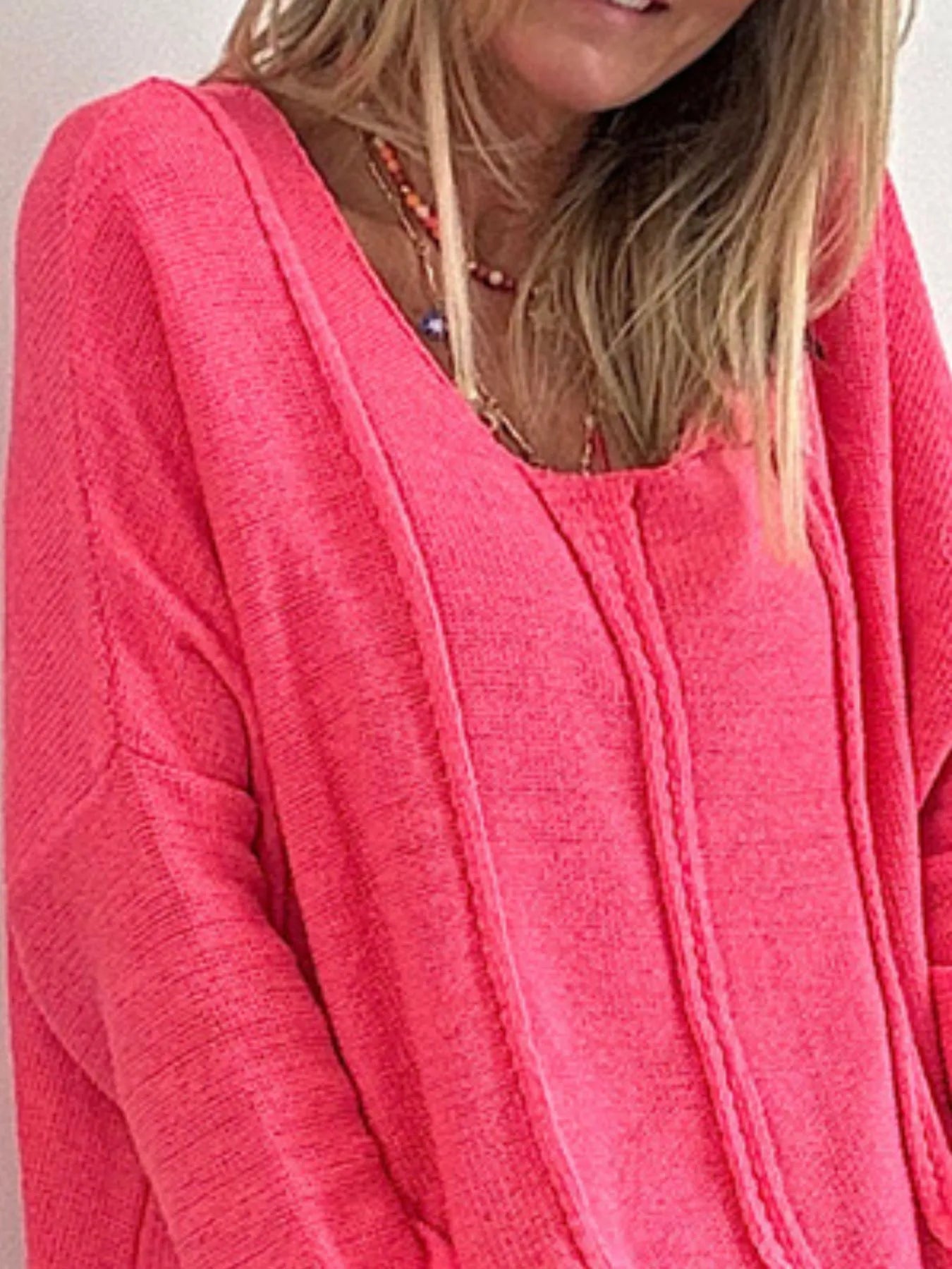 High-Low Drop Shoulder Sweater - Fashorio