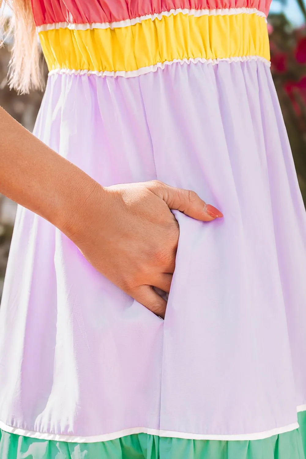 Color block maxi dress styling