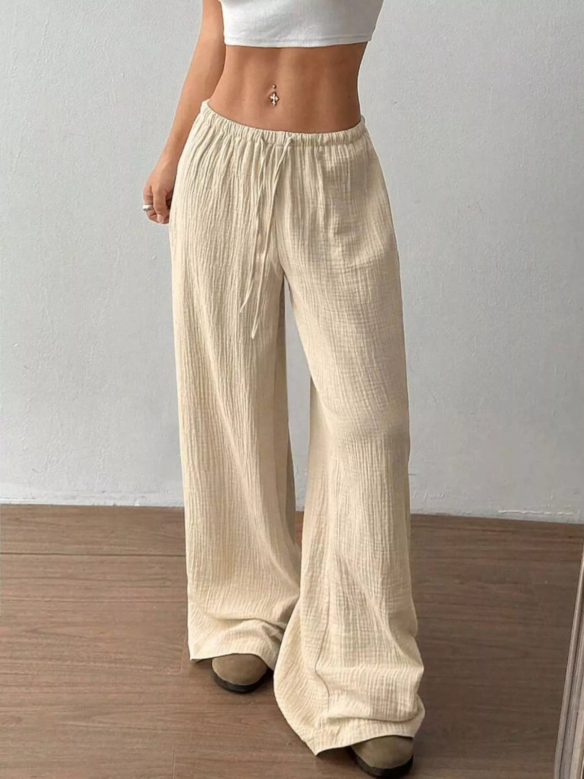 Bally Love Wide Leg Drawstring Pants in Cotton, view 28