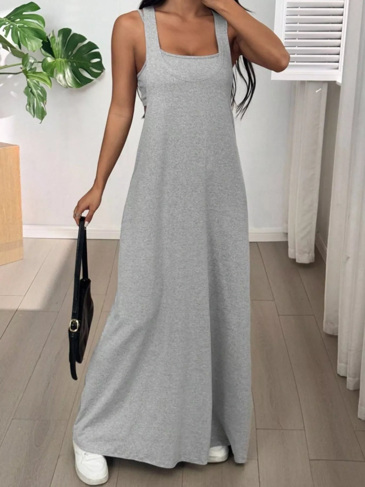 Scoop Neck Cami and Maxi Dress Two Piece Set, view 4