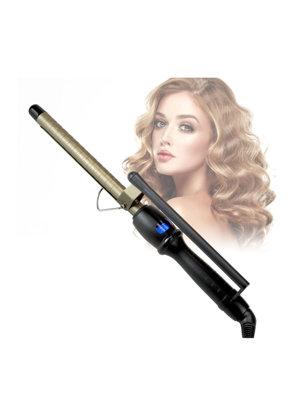 Adjustable temperature curling iron front view