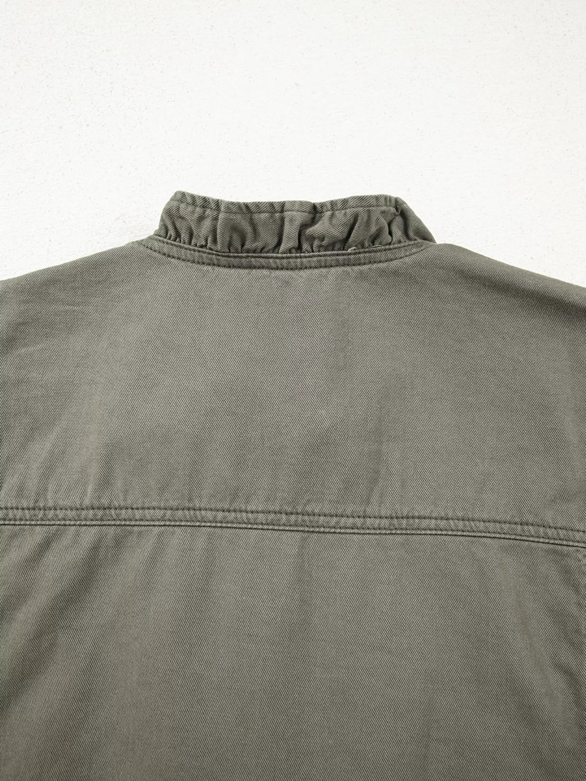 Ruffled Patchwork Denim Vest in Army Green view 8