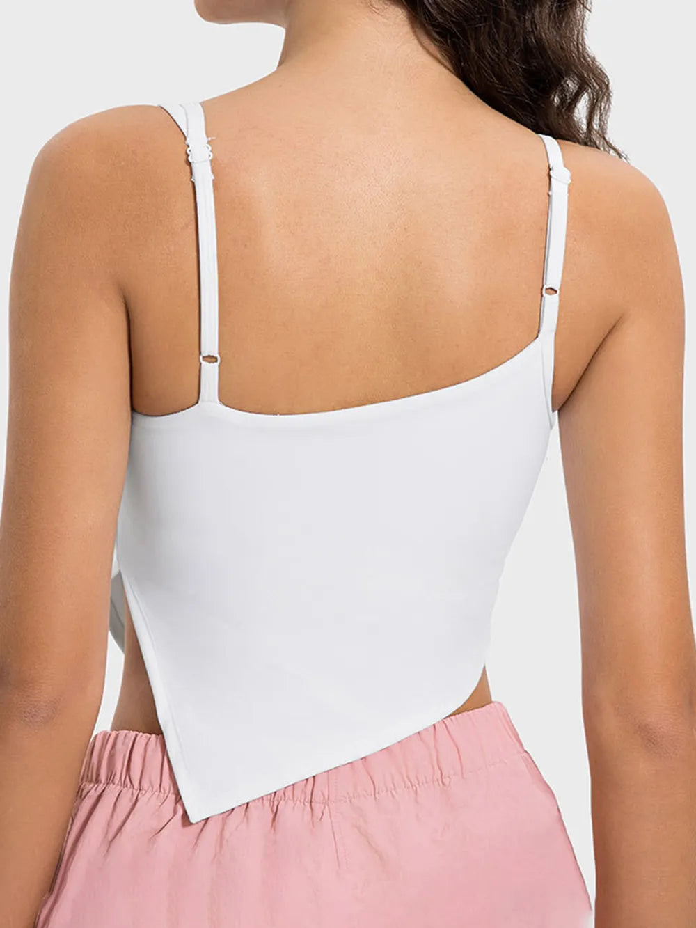 slit asymmetrical neck active cami fabric detail