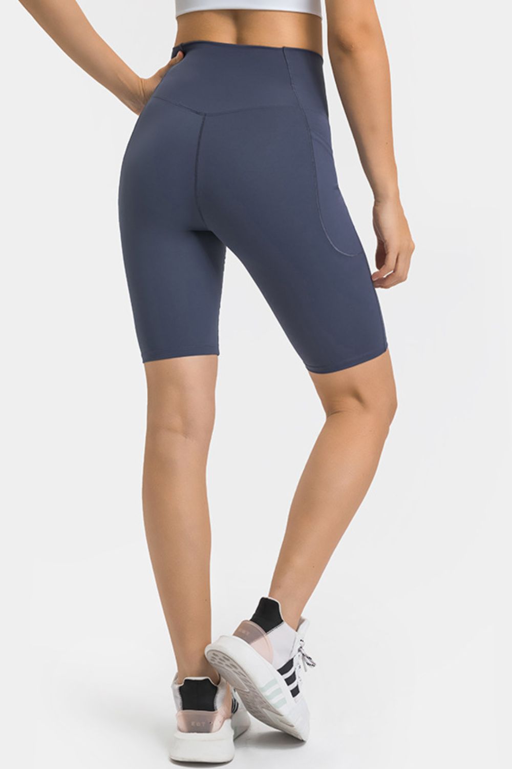 High waist biker shorts with pockets back view