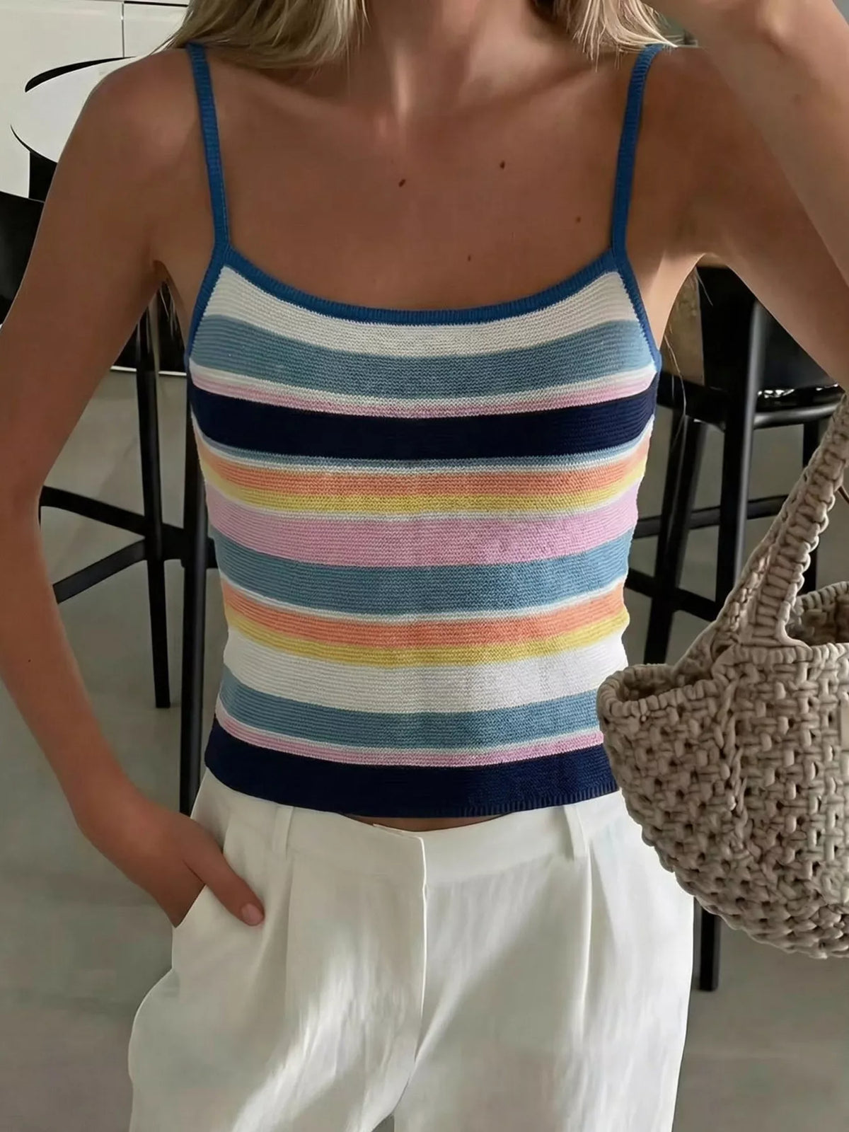 Striped Knit Cami Top detail view