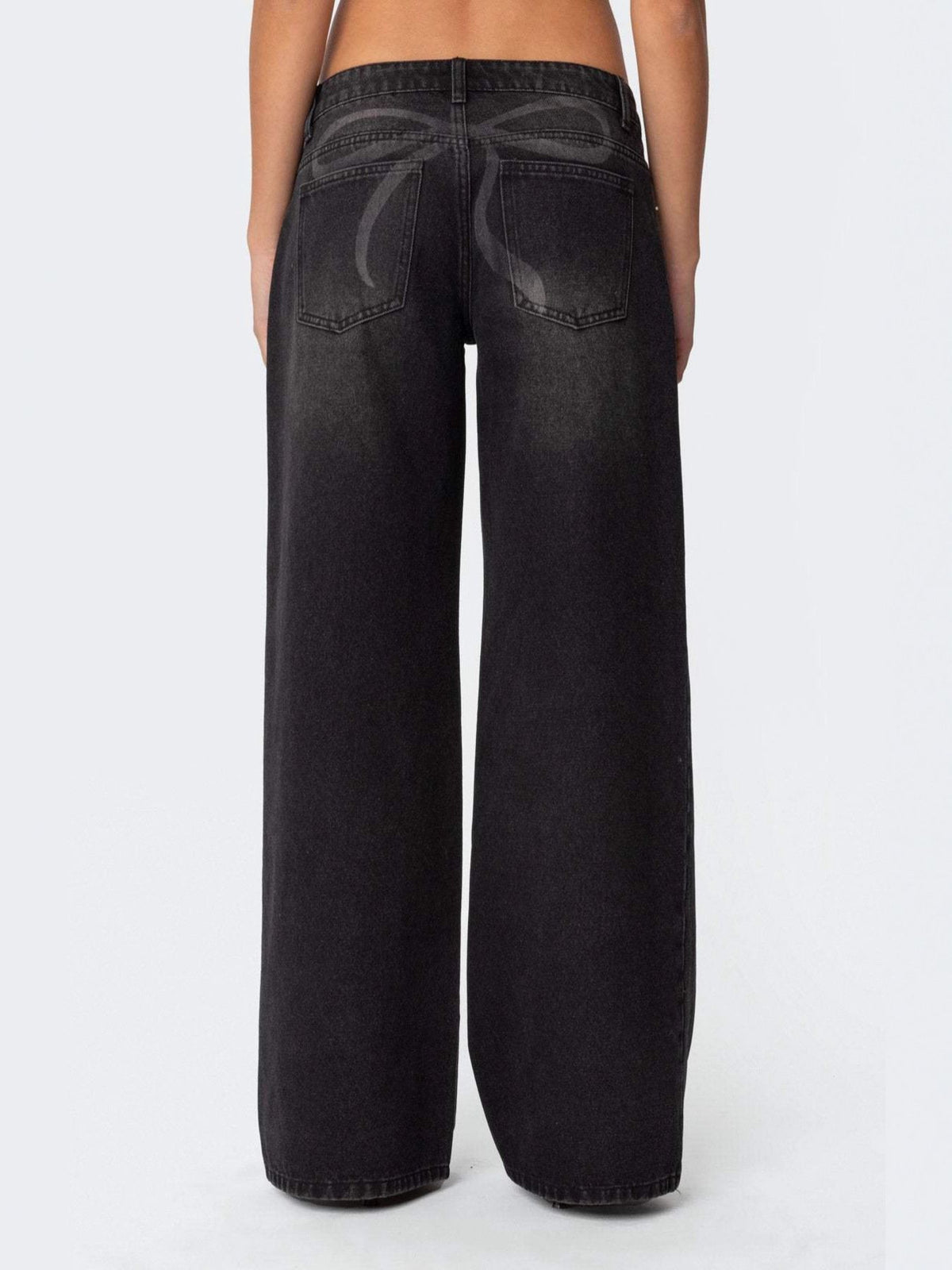 Vintage Wash Wide Leg Denim Jeans, view 9