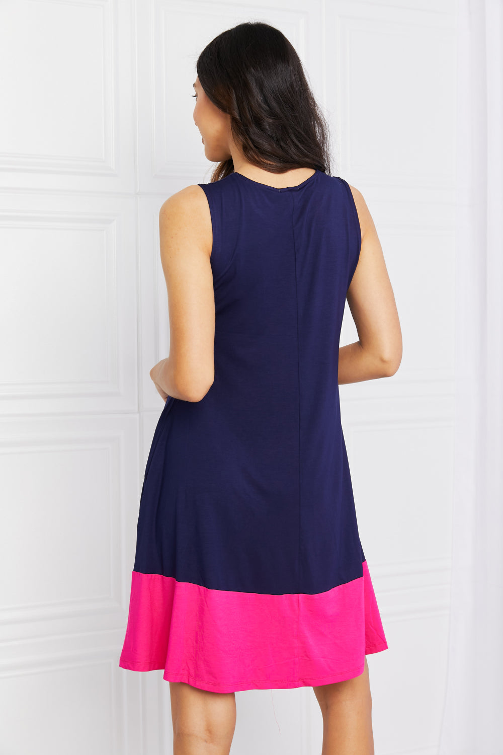 Two Tone Sleeveless Mini Dress with Pockets view 7