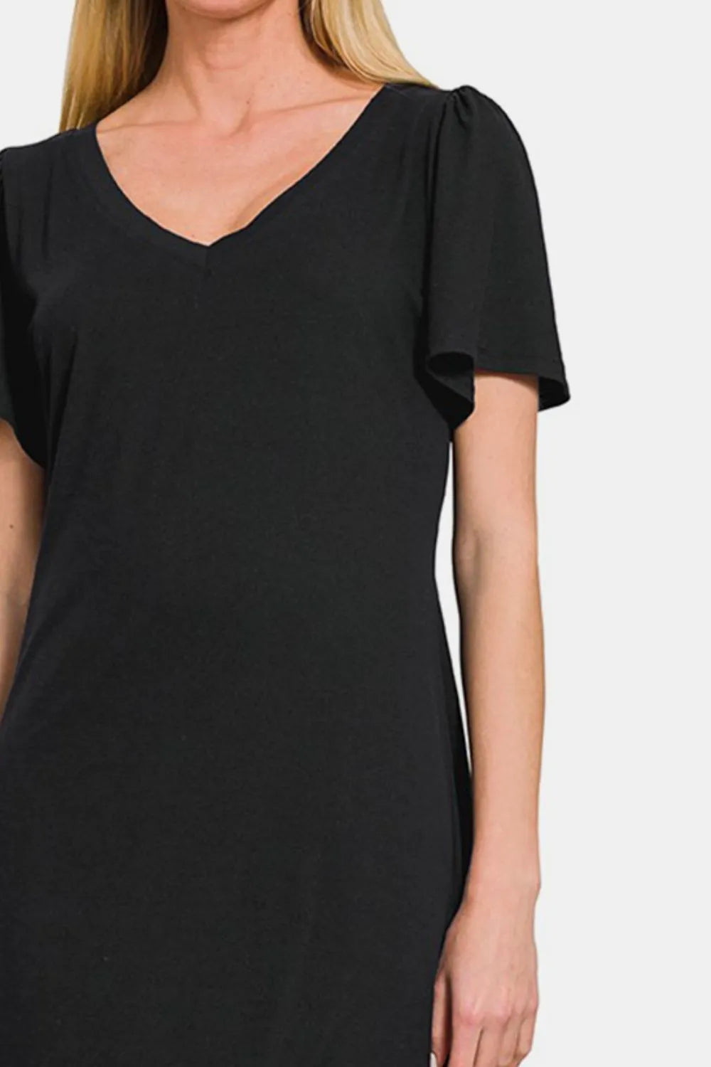 V Neck Short Sleeve Dress side view