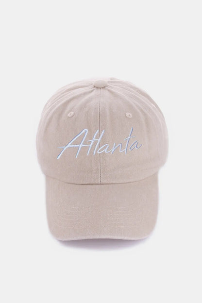 Zenana Washed ATLANTA Embroidered Baseball Cap Atlanta Ash Mocha One Size - Fashorio