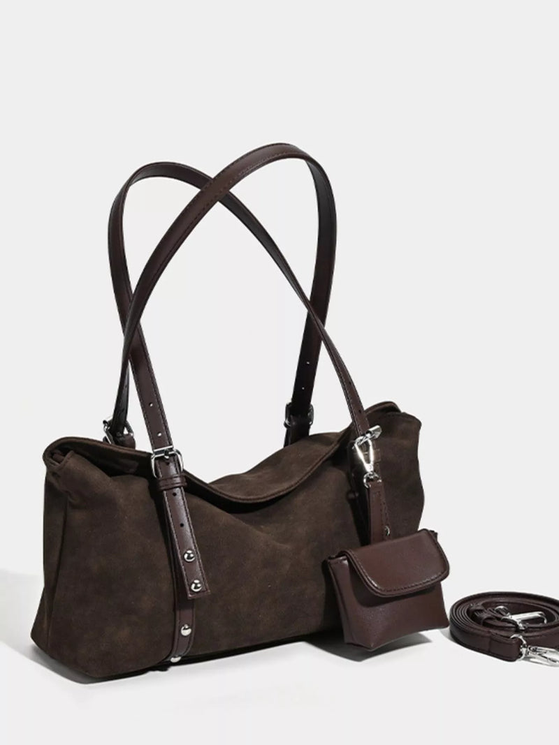 Suede shoulder bag front view