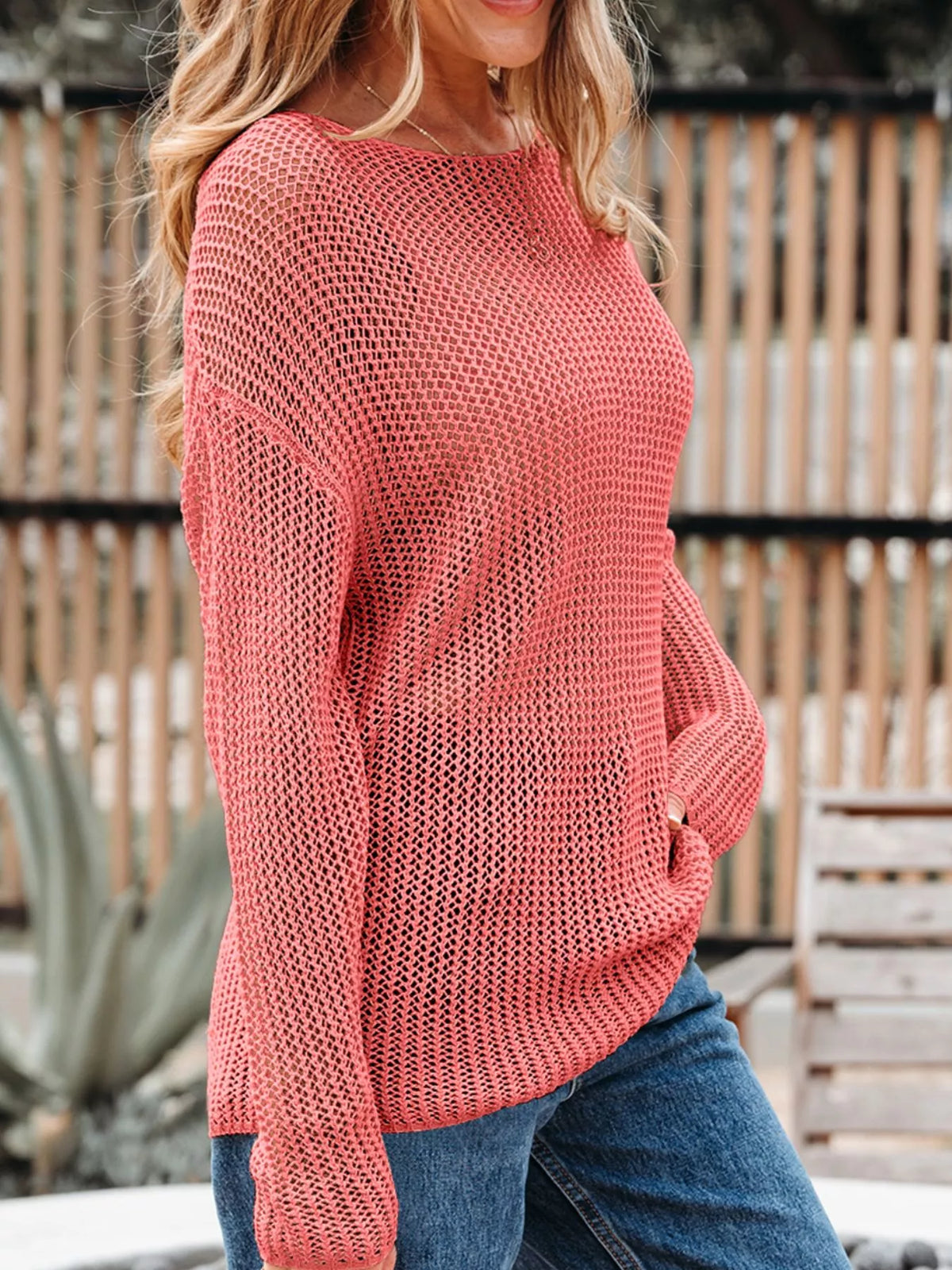 Openwork crochet top back view