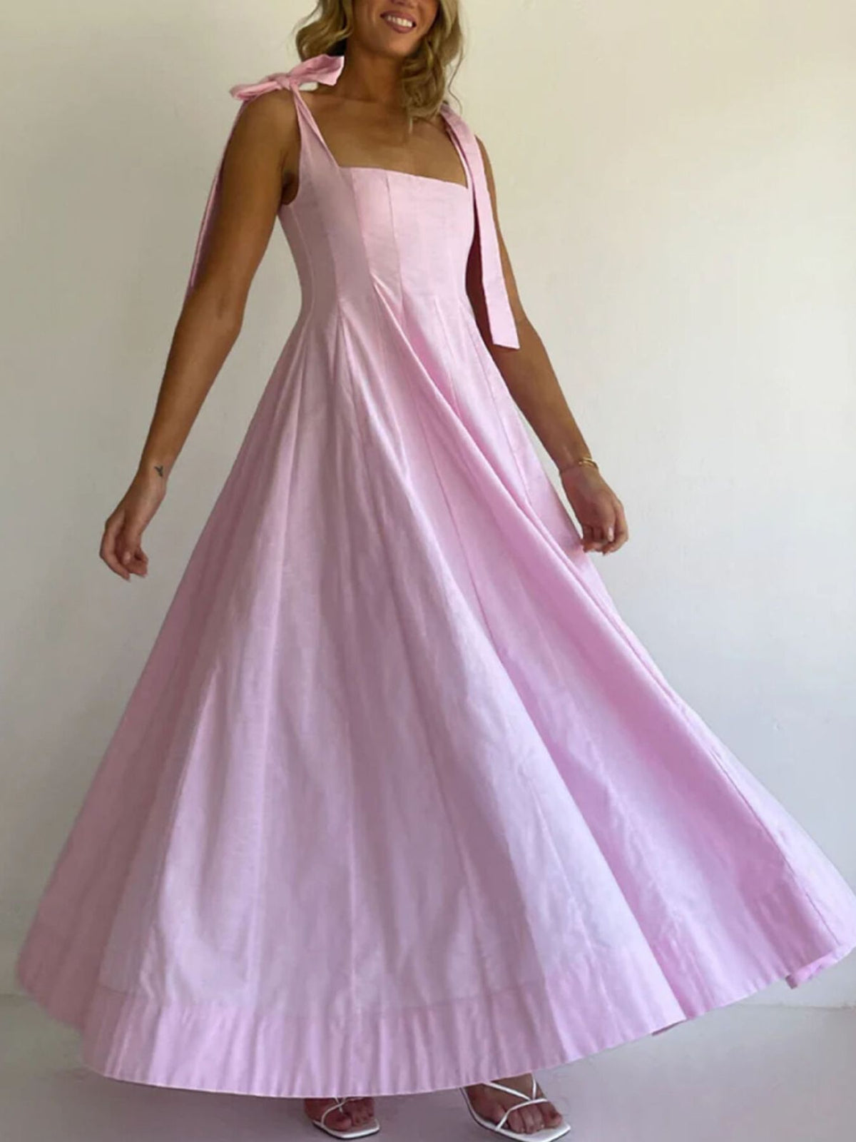 Gradient tie shoulder maxi dress full outfit view