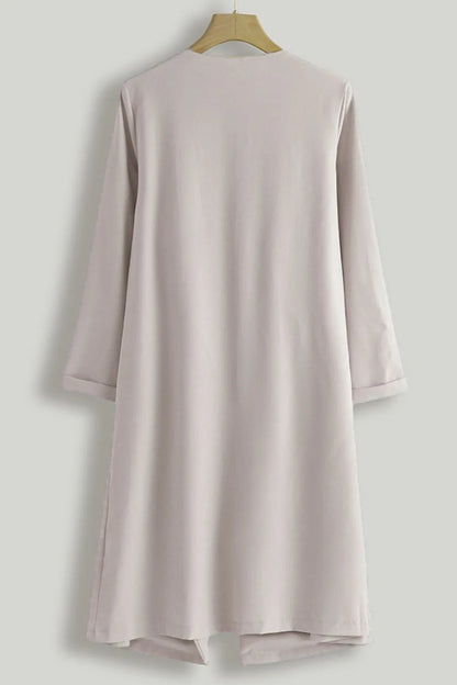 Open Front Long Sleeve Trench Coat - Fashorio