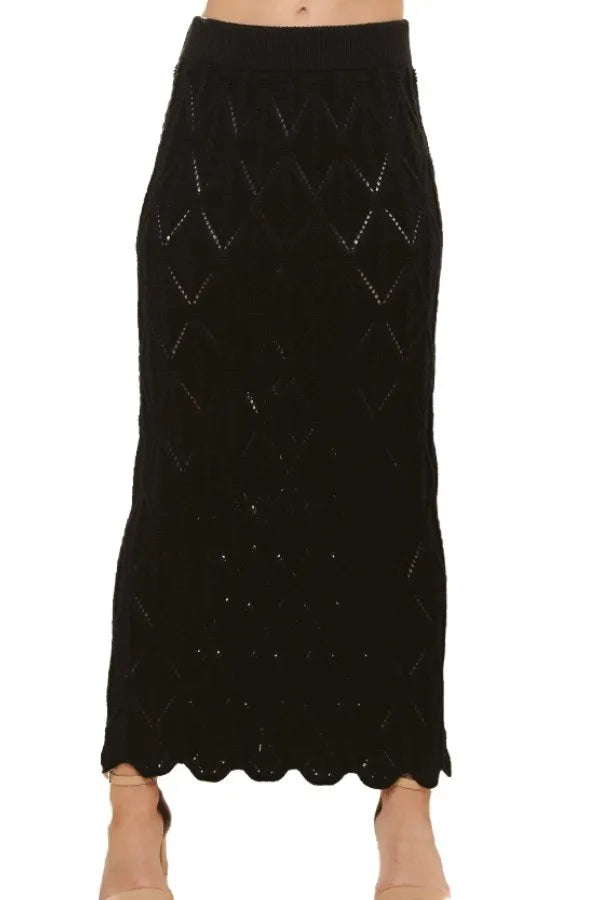 ADORA Scallop Trim Detail Knit Skirt - Fashorio
