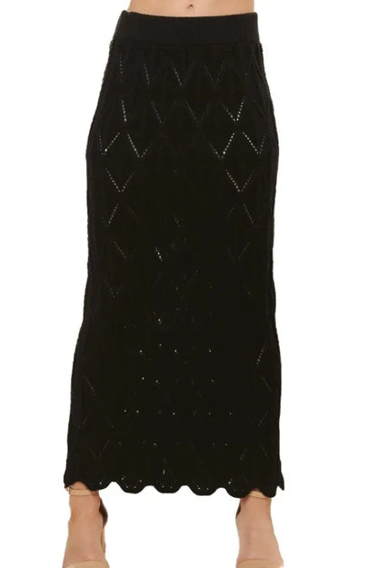 ADORA Scallop Trim Detail Knit Skirt - Fashorio