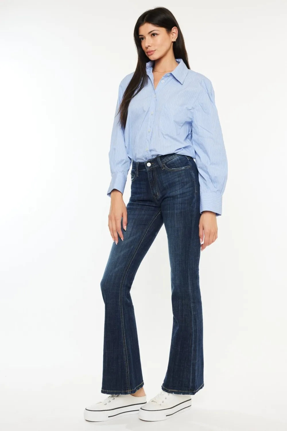 Kancan Full Size Mid Rise Flare Jeans - Fashorio